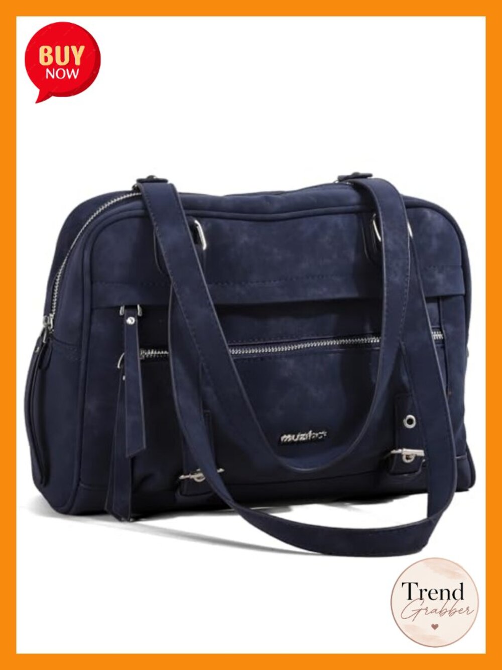 Vintage Washed Leather Motorcycle Bag Multi-Pocket Shoulder Tote Crossbody
